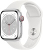 Apple Watch Series 8 GPS + Cellular 45mm Silver Aluminum Case w. White S. Band - S/M (MP4Q3)