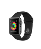 Apple Watch 38mm Series 3 GPS Space Gray Aluminum Case with Black Sport Band (MTF02)