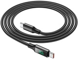 BOROFONE BU32 Type-C to Type-C 5A, 100W, 1.2m,  nylon, aluminum connectors, digital display, Black