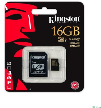 Kingston 16 GB microSDHC class 10 UHS-I + SD Adapter SDCA10/16GB