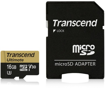 Transcend 16 GB microSDHC UHS-I U3 Ultimate + SD Adapter TS16GUSDU3M