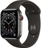 Apple Watch Series 6 GPS + Cellular 44mm Graphite Stainless Steel Case with Black Sport Band (M07Q3, M09H3)