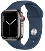 Apple Watch Series 7 GPS + Cellular 41mm Graphite Stainless Steel Case with Abyss Blue Sport Band (MKHJ3, MKJ13)