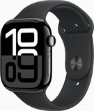 Apple Watch Series 10 GPS + Cellular 46mm Jet Black Aluminum Case With Black Sport Band - M/L (MWY43)