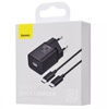 Baseus Super Silicone PD Charger 25W + Cable Type-C to Type-C 3A 1m Black (TZCCSUP-L01)