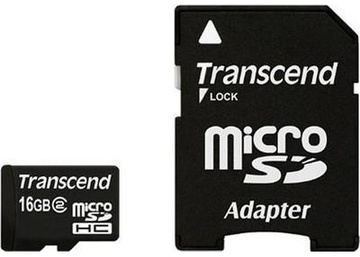 Transcend 16 GB microSDHC class 2 + SD Adapter TS16GUSDHC2