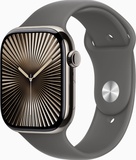 Apple Watch Series 10 GPS + Cellular 46mm Natural Titanium Case With Stone Grey Sport Band - M/L (MWYA3)