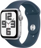Apple Watch SE 2 GPS 44mm Silver Aluminium Case with Storm Blue Sport Band M/L (MREE3)