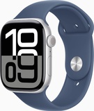 Apple Watch Series 10 GPS + Cellular 46mm Silver Aluminum Case With Denim Sport Band - M/L (MWY13)
