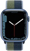 Apple Watch Series 7 GPS 41mm Blue Aluminum Case With Abyss Blue/Moss Green Sport Loop (MKNH3)
