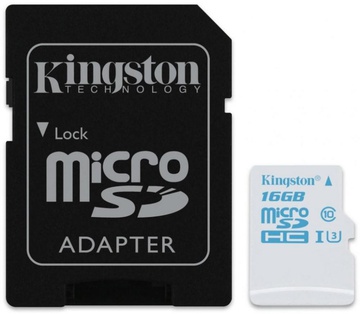 Kingston 16 GB microSDHC class 10 UHS-I U3 + SD Adapter SDCAC/16GB