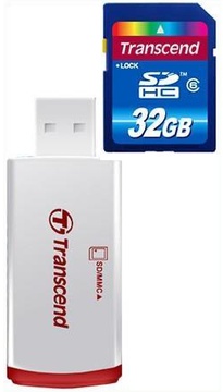 Transcend 32 GB SDHC Class 6 + P2 Card Reader TS32GSDHC6-P2