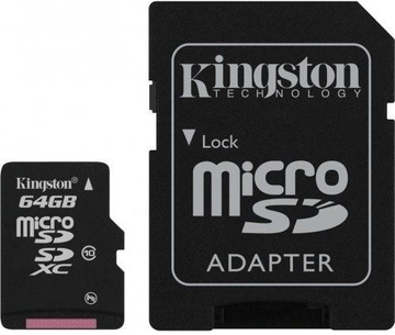 Kingston 64 GB microSDXC class 10 + SD Adapter SDCX10/64GB
