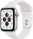 Apple Watch SE GPS + Cellular 44mm Silver Aluminum Case with White Sport Band (MYEM2)