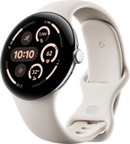 Google Pixel Watch 3 45 mm Wi-Fi Polished Silver Aluminum Case/Porcelain Active Band