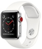 Apple Watch Series 3 GPS + Cellular 38mm Stainless Steel w. Soft White Sport B. (MQJV2)