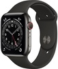 Apple Watch Series 6 GPS + Cellular 44mm Graphite Stainless Steel Case with Black Sport Band (M07Q3, M09H3)
