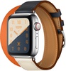 Apple Watch Hermes Series 4 GPS + Cellular 40mm Stainless Steel Case with Indigo/Craie/Orange Swift Leather Double Tour (MU7K2)