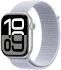 Apple Watch Series 10 GPS 46mm Silver Aluminum Case With Blue Cloud Sport Loop (MWWN3)