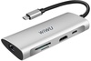 WIWU Adapter Alpha 831HRT USB-C to 3xUSB3.0+HDMI+RJ45+USB-C+SD+TF Card Silver