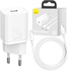 Baseus Super Silicone PD Charger 20W (1Type-C + Cable Type-C to Lightning ) White (TZCCSUP-B02)