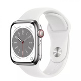 Apple Watch Series 8 GPS + Cellular 45mm Silver Stainless Steel Case with White Sport Band (MNKE3)