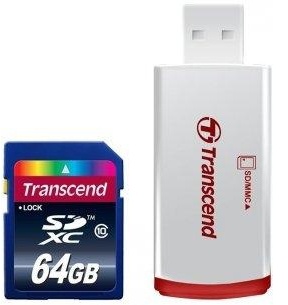 Transcend 64 GB SDXC class 10 + P2 Card Reader TS64GSDXC10-P2