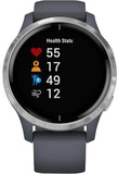 Garmin Venu Silver Stainless Steel Bezel w. Granite Blue and Silicone B. (010-02173-01/010-02173-03)