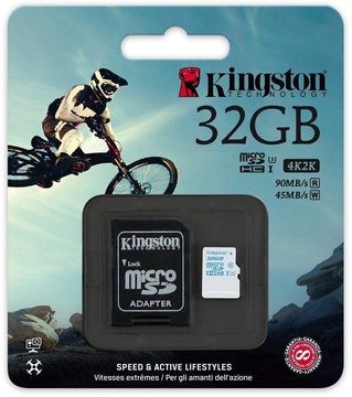 Kingston 32 GB microSDHC class 10 UHS-I U3 + SD Adapter SDCG/32GB