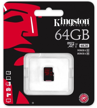 Kingston 64 GB microSDXC class 10 UHS-I U3 SDCA3/64GBSP