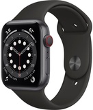 Apple Watch Series 6 GPS + Cellular 44mm Space Gray Aluminum Case with Black Sport Band (M07H3, MG2E3)
