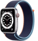 Apple Watch SE GPS + Cellular 44mm Silver Aluminum Case with Deep Navy Sport Loop (MYEN2)