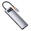 Hub Baseus Metal Gleam Multi-functional 8-in-1 (PD, USB, HDMI, RJ45) (CAHUB-CV0G) Gray