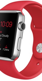 Apple Watch 42mm Stainless Steel Case with Red Sport Band (MLLE2)