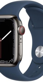 Apple Watch Series 7 GPS + Cellular 41mm Graphite Stainless Steel Case with Abyss Blue Sport Band (MKHJ3, MKJ13)