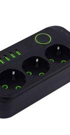 IQ Power F09 (3 розетки + 4 USB + 1 Type-C) Black