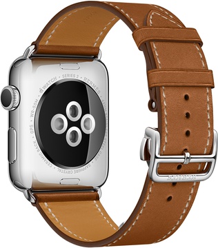 Apple Watch Hermes 42mm Series 2 Stainless Steel Case with Fauve Barenia Leather Single Tour Deployment Buckle (MNQ32)