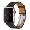 Apple Watch Hermes 42mm Series 3 GPS + Cellular Stainless Steel Case with Ebene Barenia Leather Single Tour Deployment Buckle (MQLT2)