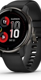 Garmin Venu 2 Plus Slate Stainless Steel Bezel with Black Case and Silicone Band (010-02496-11)