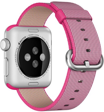 Apple Watch Sport 38mm Silver Aluminum Case with Pink Woven Nylon (MMF32)