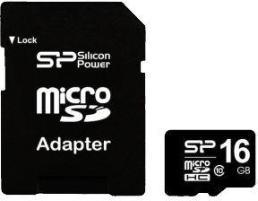Silicon Power 16 GB microSDHC class 10 SD adapter SP016 (GBSTH010V10-SP)