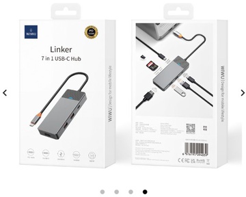 WIWU Linker 7in1 USB-C to (USB-C+2xUSB3.1+HDMI+SD-MicroSD+PD) 100W Grey (A721HD)
