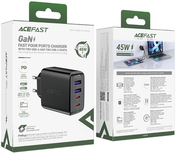 Acefast A61 45W (2USB-C + 2USB-A) Black