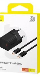 Baseus GaN5 Mini Fast Charger 30W + Cable Type-C to Type-C 100W (1m) black