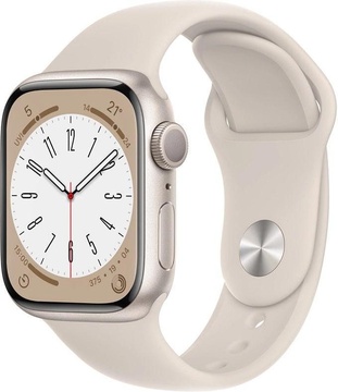 Apple Watch Series 8 GPS 41mm Starlight Aluminum Case w. Starlight S. Band - M/L (MNUF3)