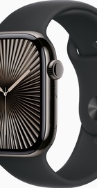 Apple Watch Series 10 GPS + Cellular 46mm Slate Titanium Case With Black Sport Band - M/L (MWYE3)