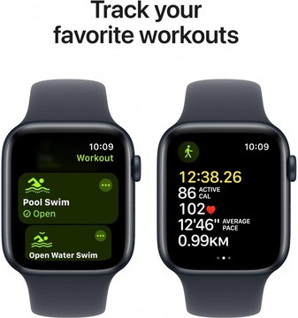 Apple Watch SE 2 GPS 44mm Midnight Aluminium Case w. Midnight Sport Band - M/L (MXEK3)