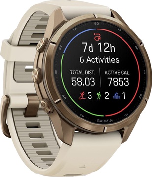Garmin Fenix 9 Pro 43mm Autumn Gold Titanium with Cream/French Gray Silicone Band (010-04335-25/26)