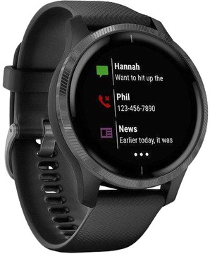 Garmin Venu Slate Stainless Steel Bezel w. Black and Silicone B. (010-02173-11)