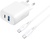 Proove Silicone Power 2 30W (Type-C + USB) + Cable Type-C to Type-C (1m) White